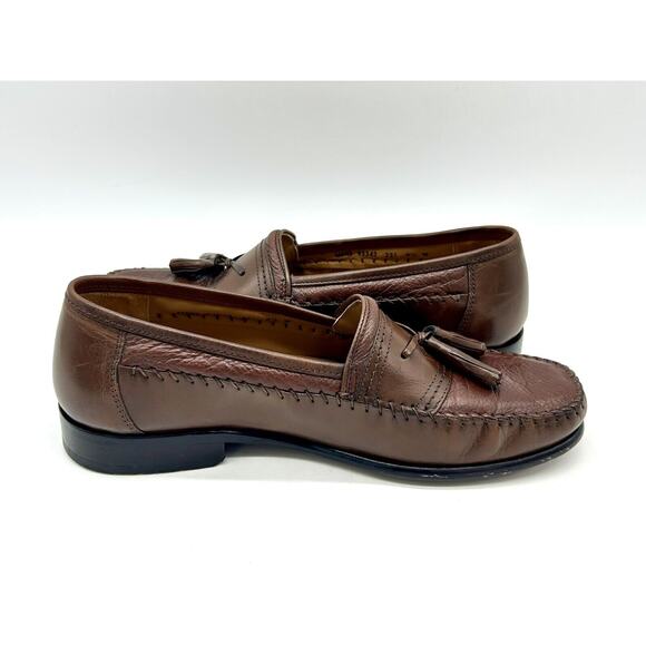 Brass Boots Walking Glove Brown Tassel Shoes Sz 9.5 W Sheepskin Lining 93392 - Picture 11 of 16